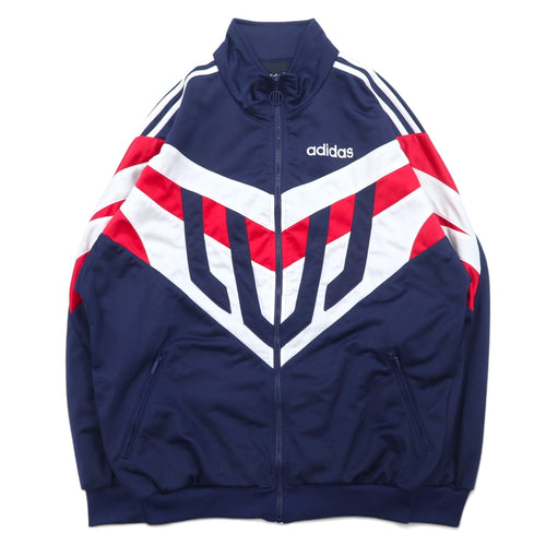 日本然リトテ-古着オンライン-adidas 90年代 トラックジャケット ジャージ L ネイビー ポリエステル ロゴ刺繍 3ストライプ-adidas 90's Track Jacket Jersey L Navy Polyester Logo Embroidery 3 Striped