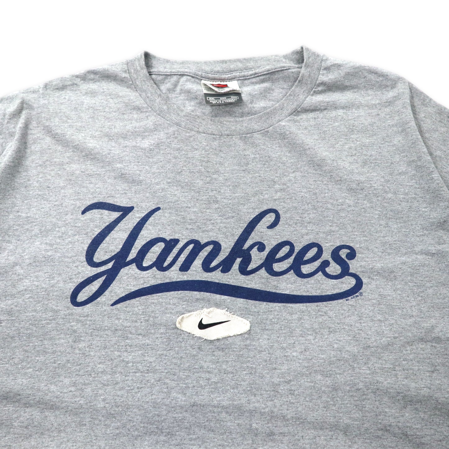 NIKE TEAM ニューヨーク ヤンキース プリントTシャツ XXL グレー New York Yankees コットン ビッグサイズ 00年代