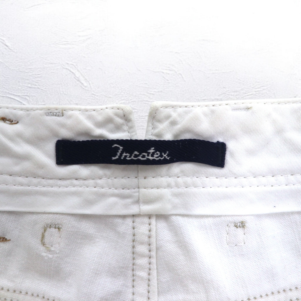 INCOTEX Romanian denim pants, M, white, cotton, TOMM SLIM, leather patch, zipper fly