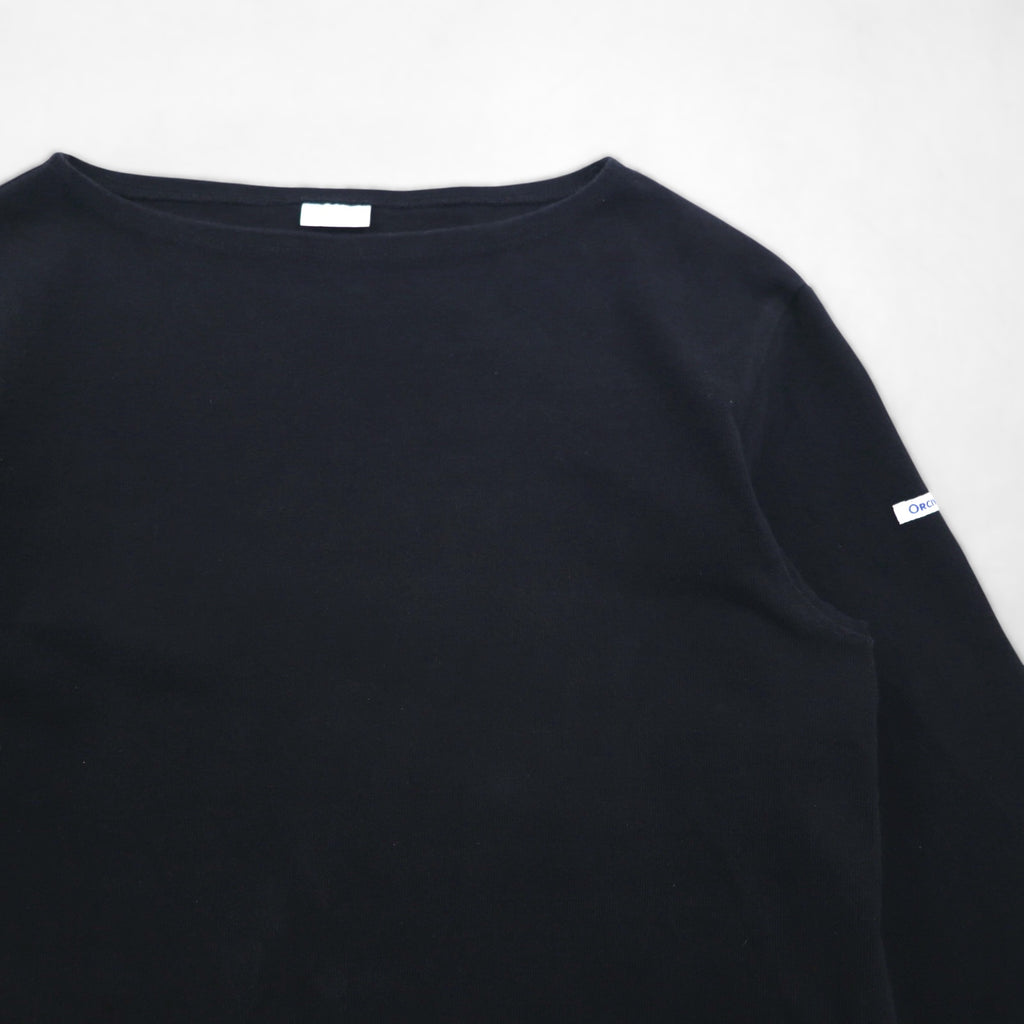 ORCIVAL French-made Basque Shirt, Boat Neck, Long, Black, Cotton, H19, 954047