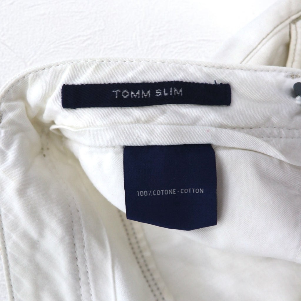 INCOTEX Romanian denim pants, M, white, cotton, TOMM SLIM, leather patch, zipper fly