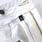 INCOTEX Romanian denim pants, M, white, cotton, TOMM SLIM, leather patch, zipper fly