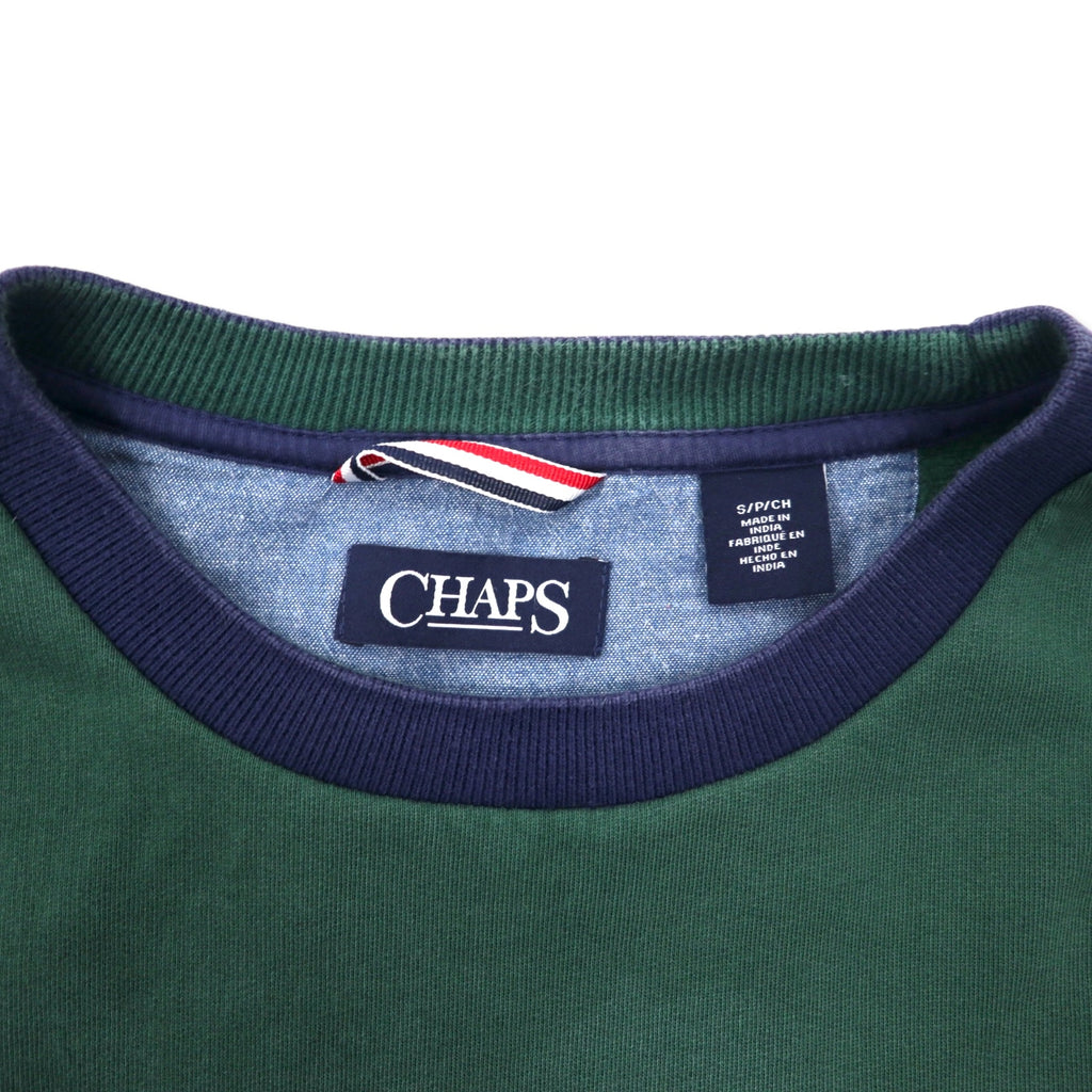 CHAPS Border Sweatshirt S Multicolor Cotton Fleece Lining One Point Logo Embroidery
