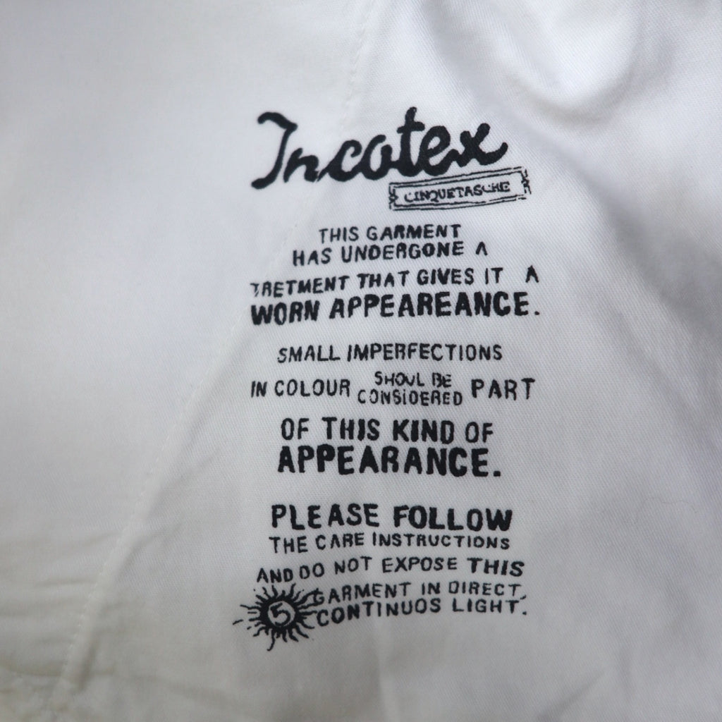 INCOTEX Romanian denim pants, M, white, cotton, TOMM SLIM, leather patch, zipper fly