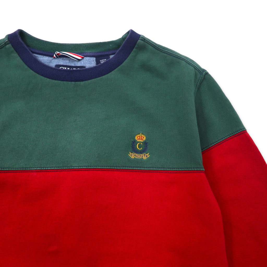CHAPS Border Sweatshirt S Multicolor Cotton Fleece Lining One Point Logo Embroidery