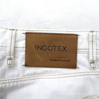 INCOTEX Romanian denim pants, M, white, cotton, TOMM SLIM, leather patch, zipper fly