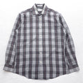 YVES SAINT LAURENT 90年代 オールド ワイドカラー シャツ M グレー チェック ポリエステル コットン