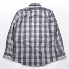 YVES SAINT LAURENT 90年代 オールド ワイドカラー シャツ M グレー チェック ポリエステル コットン