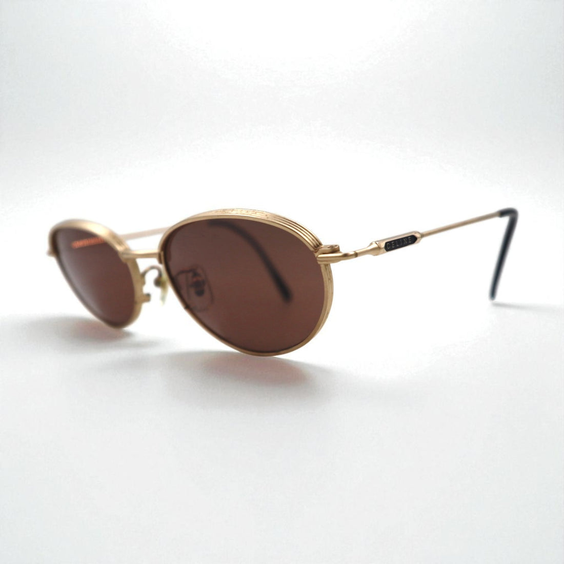 CELINE Vintage Oval Sunglasses in Gold Metal, 53-19-147