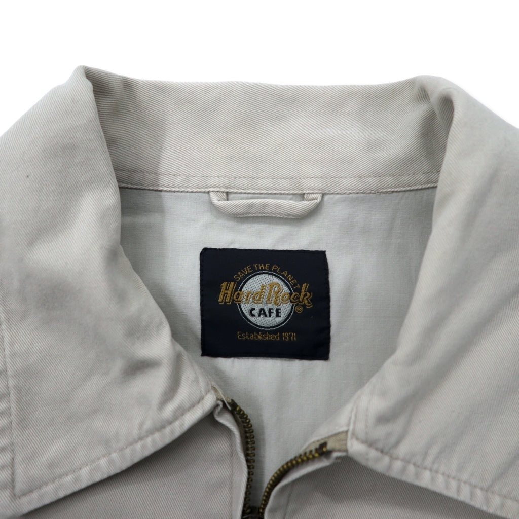 HARD ROCK CAFE 90s Swing Top Harrington Jacket XL Beige Cotton Logo Embroidery