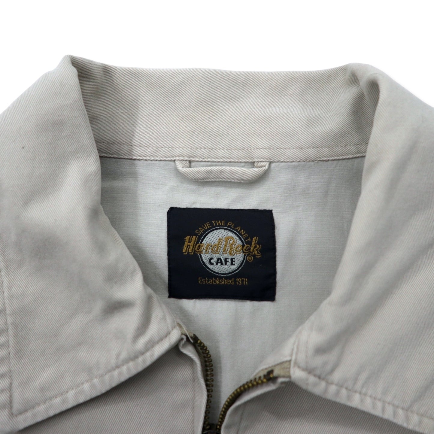 HARD ROCK CAFE 90年代 スウィングトップ ハリントンジャケット XL ベージュ コットン ロゴ刺繍