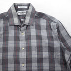 YVES SAINT LAURENT 90年代 オールド ワイドカラー シャツ M グレー チェック ポリエステル コットン