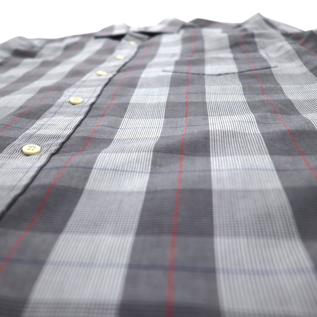 YVES SAINT LAURENT 90年代 オールド ワイドカラー シャツ M グレー チェック ポリエステル コットン