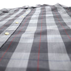 YVES SAINT LAURENT 90年代 オールド ワイドカラー シャツ M グレー チェック ポリエステル コットン