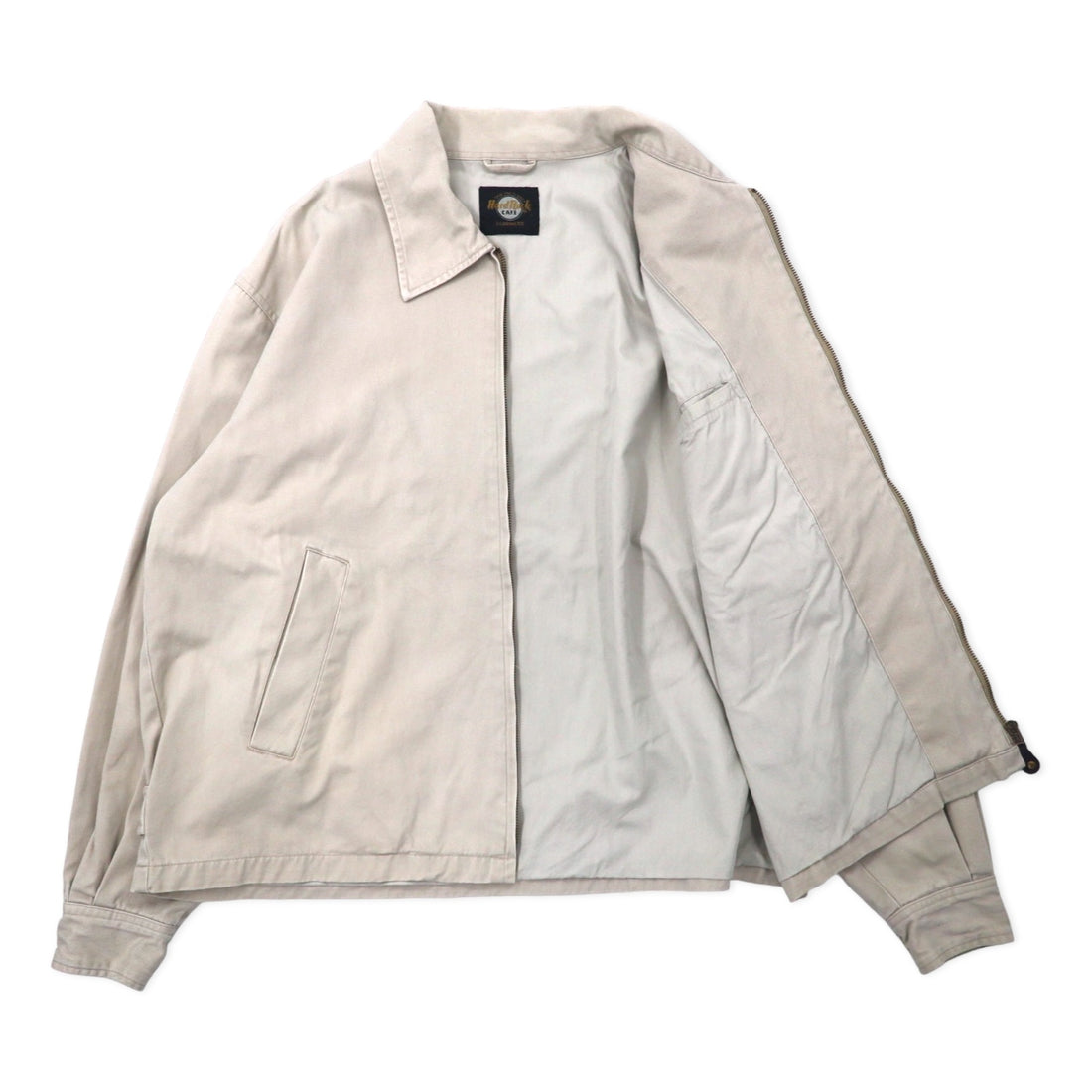HARD ROCK CAFE 90s Swing Top Harrington Jacket XL Beige Cotton Logo Embroidery