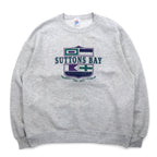 Made in USA 90s JERZEES SUPER SWEATS College Print Sweatshirt L Grey Cotton SUTTONS BAY