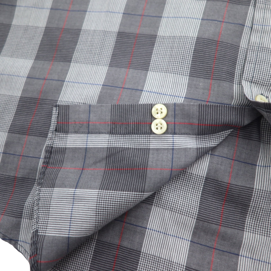 YVES SAINT LAURENT 90年代 オールド ワイドカラー シャツ M グレー チェック ポリエステル コットン