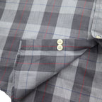 YVES SAINT LAURENT 90年代 オールド ワイドカラー シャツ M グレー チェック ポリエステル コットン