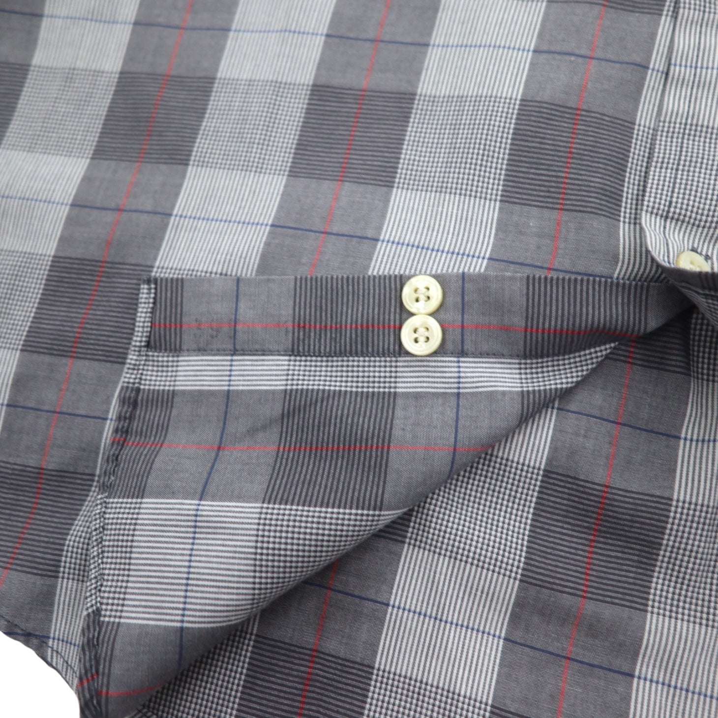 YVES SAINT LAURENT 90年代 オールド ワイドカラー シャツ M グレー チェック ポリエステル コットン