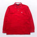 BURBERRY GOLF Long Sleeve Polo Shirt S Red Cotton Chest Pocket One Point Logo Embroidery