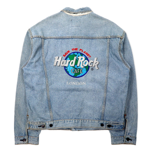 Hard Rock Cafe 90年代 デニムジャケット Gジャン L ブルー アイスウォッシュ コットン バックロゴ刺繍