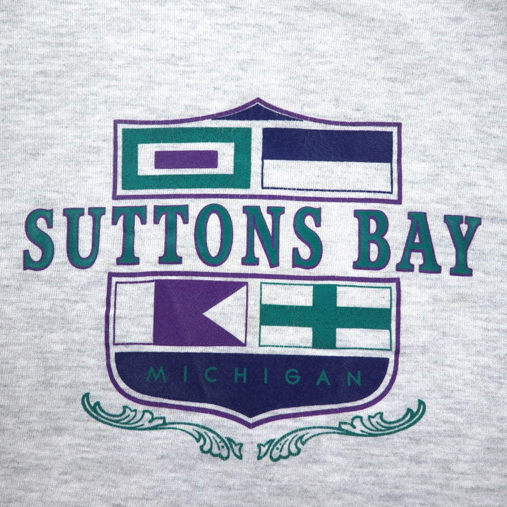 Made in USA 90s JERZEES SUPER SWEATS College Print Sweatshirt L Grey Cotton SUTTONS BAY