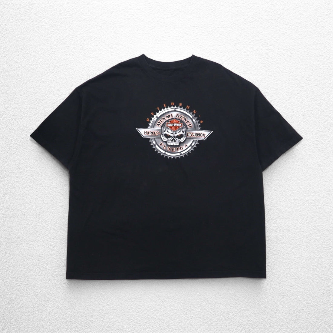 HARLEY DAVIDSON スカル 両面プリント Tシャツ 3XL ビッグサイズ ブラック コットン MIAMI BEACH