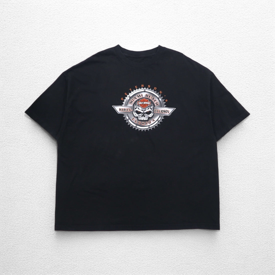 HARLEY DAVIDSON スカル 両面プリント Tシャツ 3XL ビッグサイズ ブラック コットン MIAMI BEACH