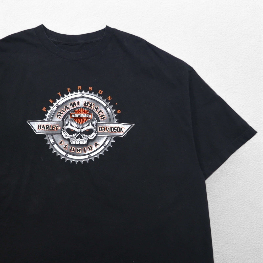 HARLEY DAVIDSON スカル 両面プリント Tシャツ 3XL ビッグサイズ ブラック コットン MIAMI BEACH