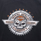 HARLEY DAVIDSON スカル 両面プリント Tシャツ 3XL ビッグサイズ ブラック コットン MIAMI BEACH