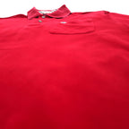BURBERRY GOLF Long Sleeve Polo Shirt S Red Cotton Chest Pocket One Point Logo Embroidery
