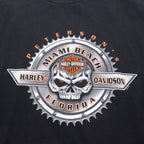 HARLEY DAVIDSON スカル 両面プリント Tシャツ 3XL ビッグサイズ ブラック コットン MIAMI BEACH