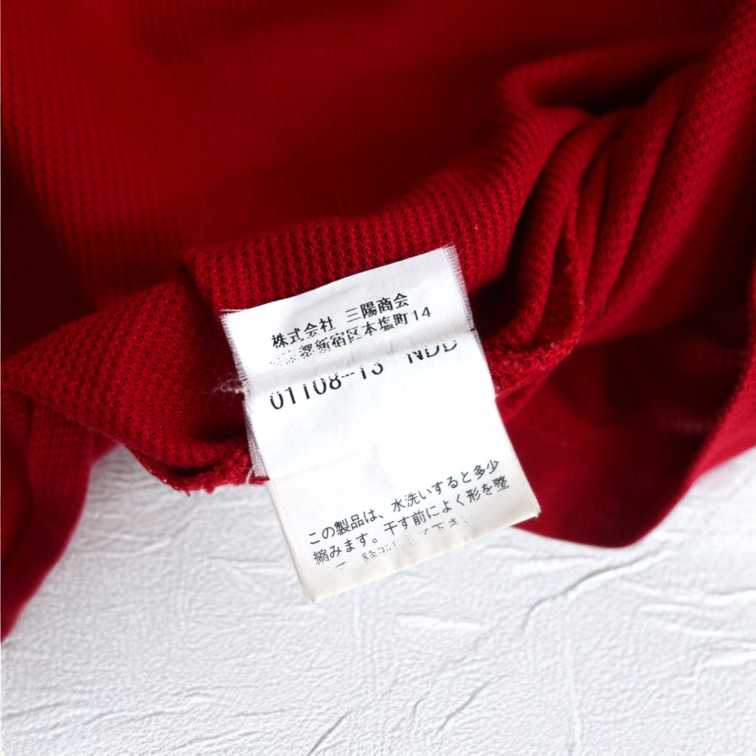 BURBERRY GOLF Long Sleeve Polo Shirt S Red Cotton Chest Pocket One Point Logo Embroidery