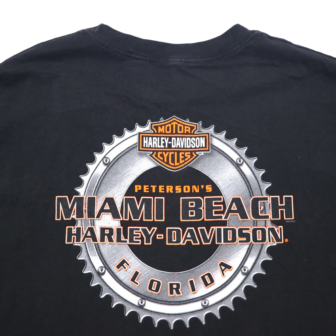 HARLEY DAVIDSON スカル 両面プリント Tシャツ 3XL ビッグサイズ ブラック コットン MIAMI BEACH