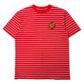 日本然リトテ-古着オンライン-SANTA CRUZ ボーダー Tシャツ L レッド コットン ストレッチ ワンポイントロゴ 刺繍-SANTA CRUZ Striped T-Shirt L Red Cotton Stretch One Point Logo Embroidery