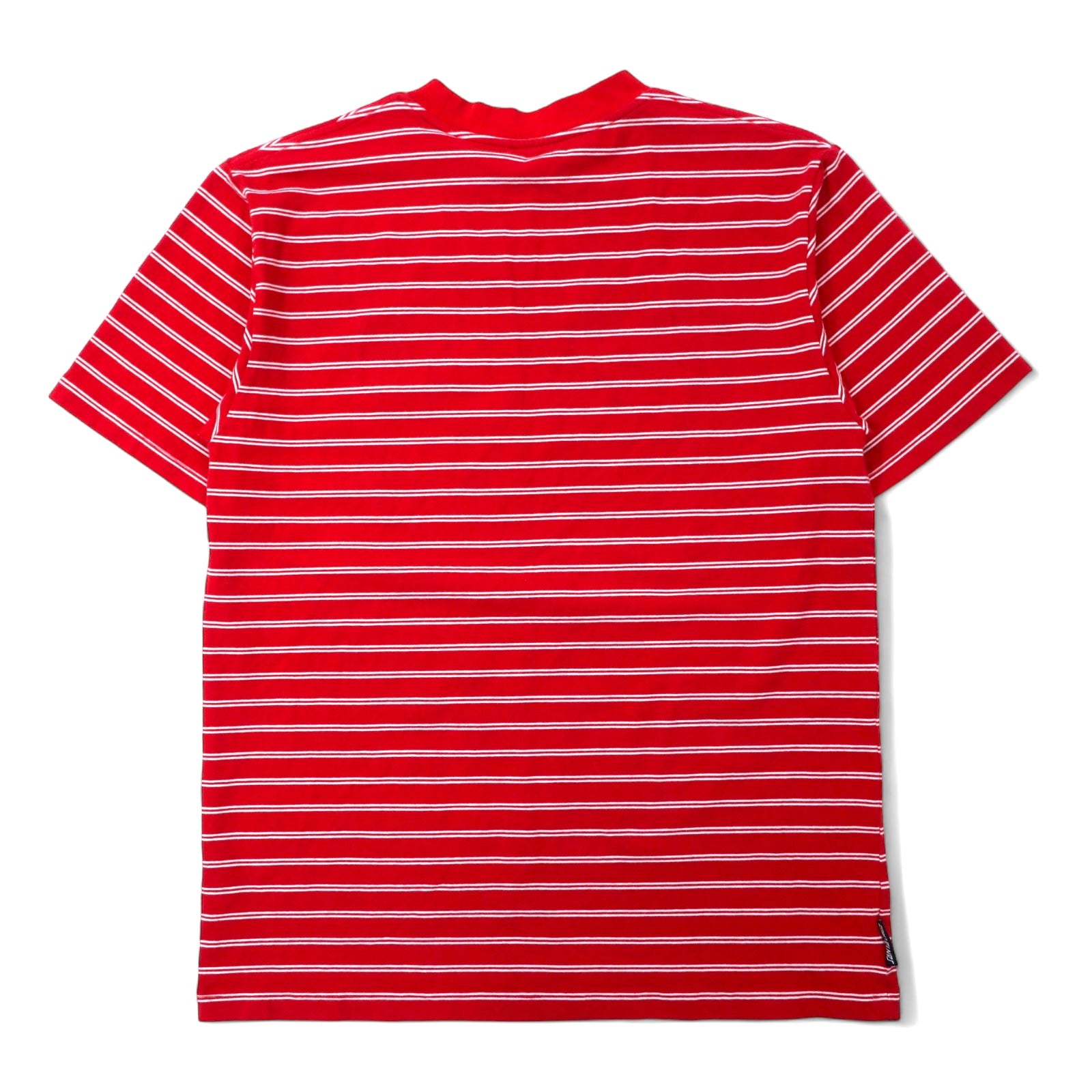 SANTA CRUZ ボーダー Tシャツ L レッド コットン ストレッチ ワンポイントロゴ 刺繍