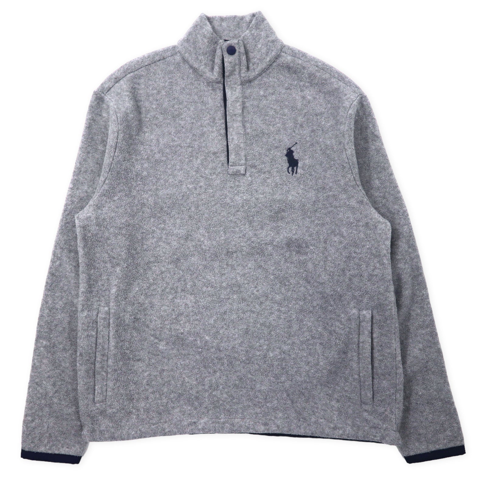 日本然リトテ-古着オンライン-POLO GOLF RALPH LAUREN ハーフスナップ フリースジャケット スナップT M グレー ポリエステル ポニー刺繍-POLO GOLF RALPH LAUREN Half Snap FLEECE Jacket Snap T M Gray Polyester Pony Embroidery