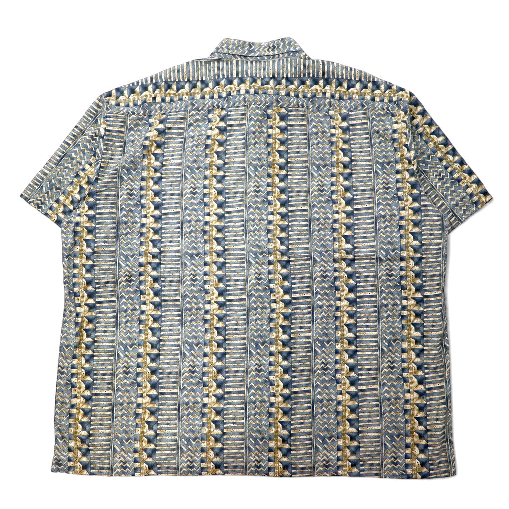 pierre cardin 90年代 レトロ 総柄 半袖シャツ アロハシャツ 3XLT グレー コットン ビッグサイズ