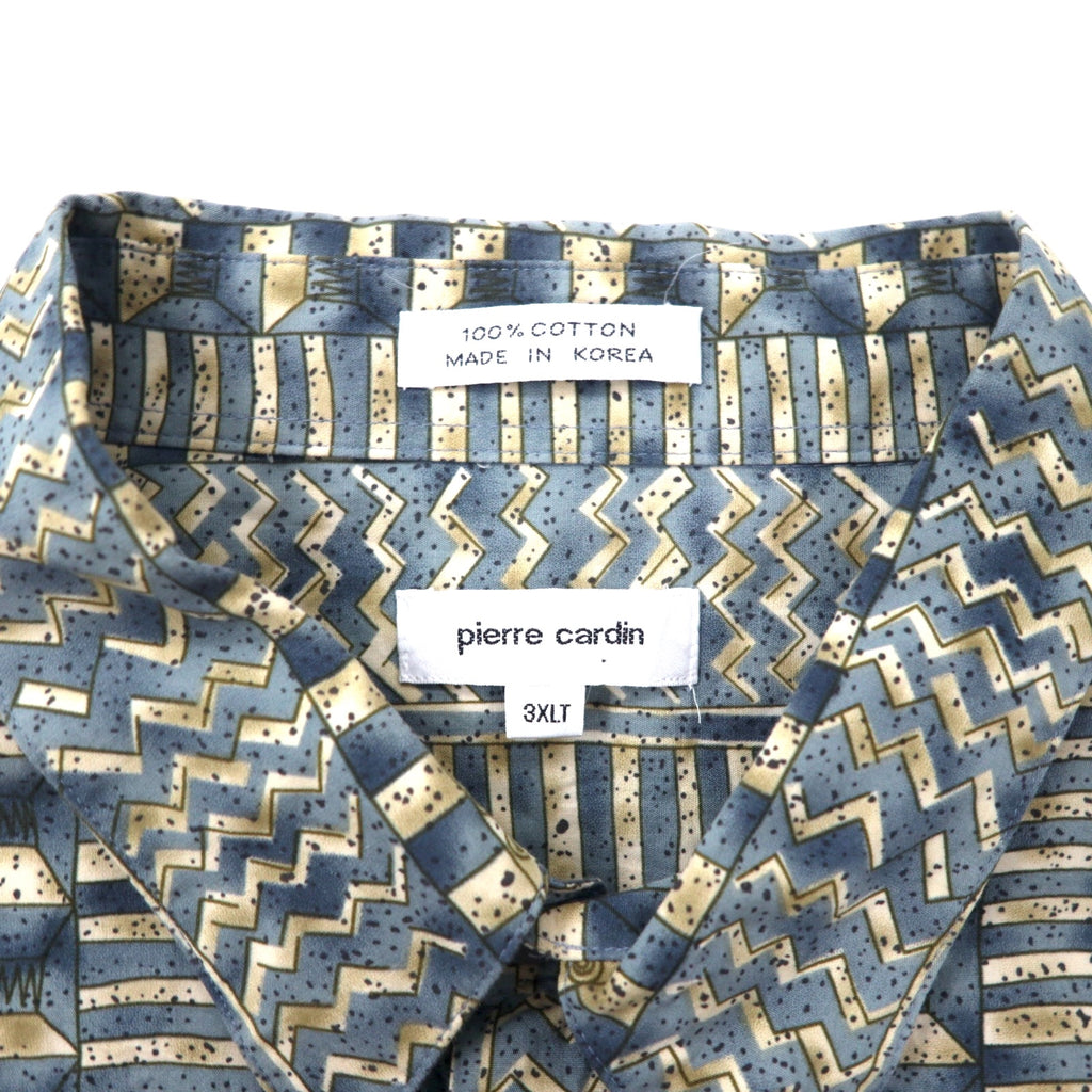 pierre cardin 90年代 レトロ 総柄 半袖シャツ アロハシャツ 3XLT グレー コットン ビッグサイズ