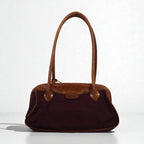 Felisi Shoulder Bag Tote Bag in Purple Nylon with Leather Trim, 0014, Made in Italy