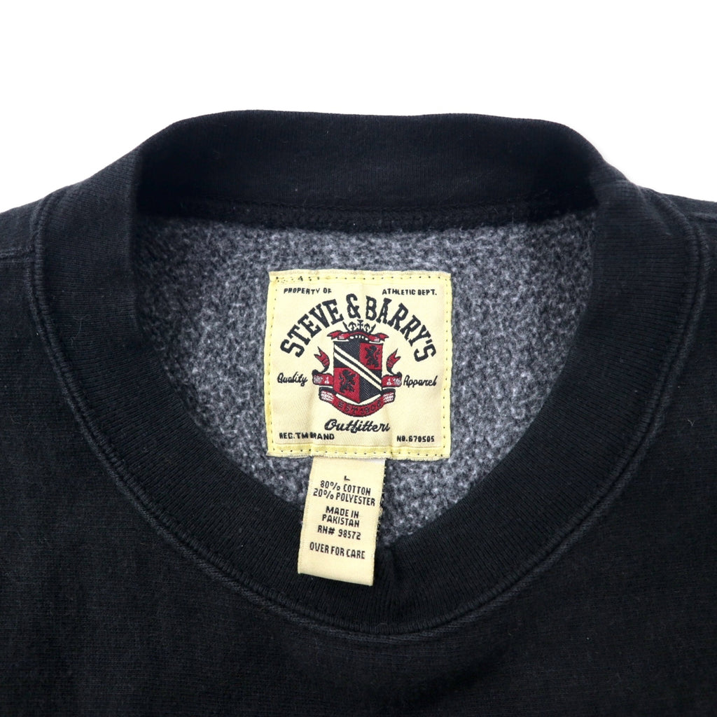 STEVE &amp; BARRY'S Reverse Weave Sweatshirt L Black Cotton Paki Cotton Brushed Back NFL BRONCOS Big Size
