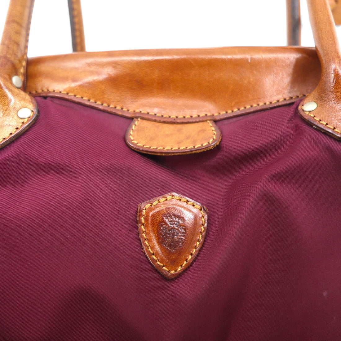 Felisi Shoulder Bag Tote Bag in Purple Nylon with Leather Trim, 0014, Made in Italy