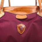 Felisi Shoulder Bag Tote Bag in Purple Nylon with Leather Trim, 0014, Made in Italy