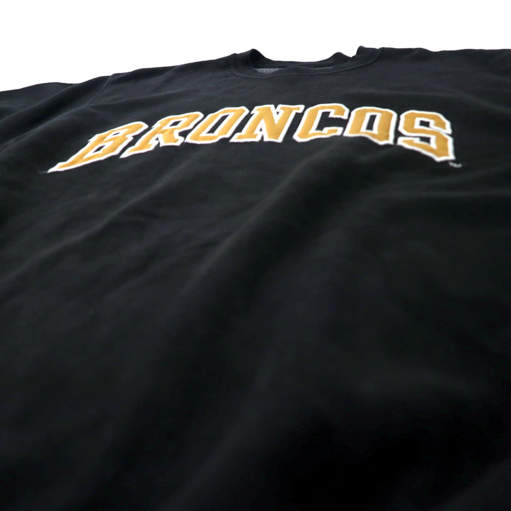 STEVE &amp; BARRY'S Reverse Weave Sweatshirt L Black Cotton Paki Cotton Brushed Back NFL BRONCOS Big Size
