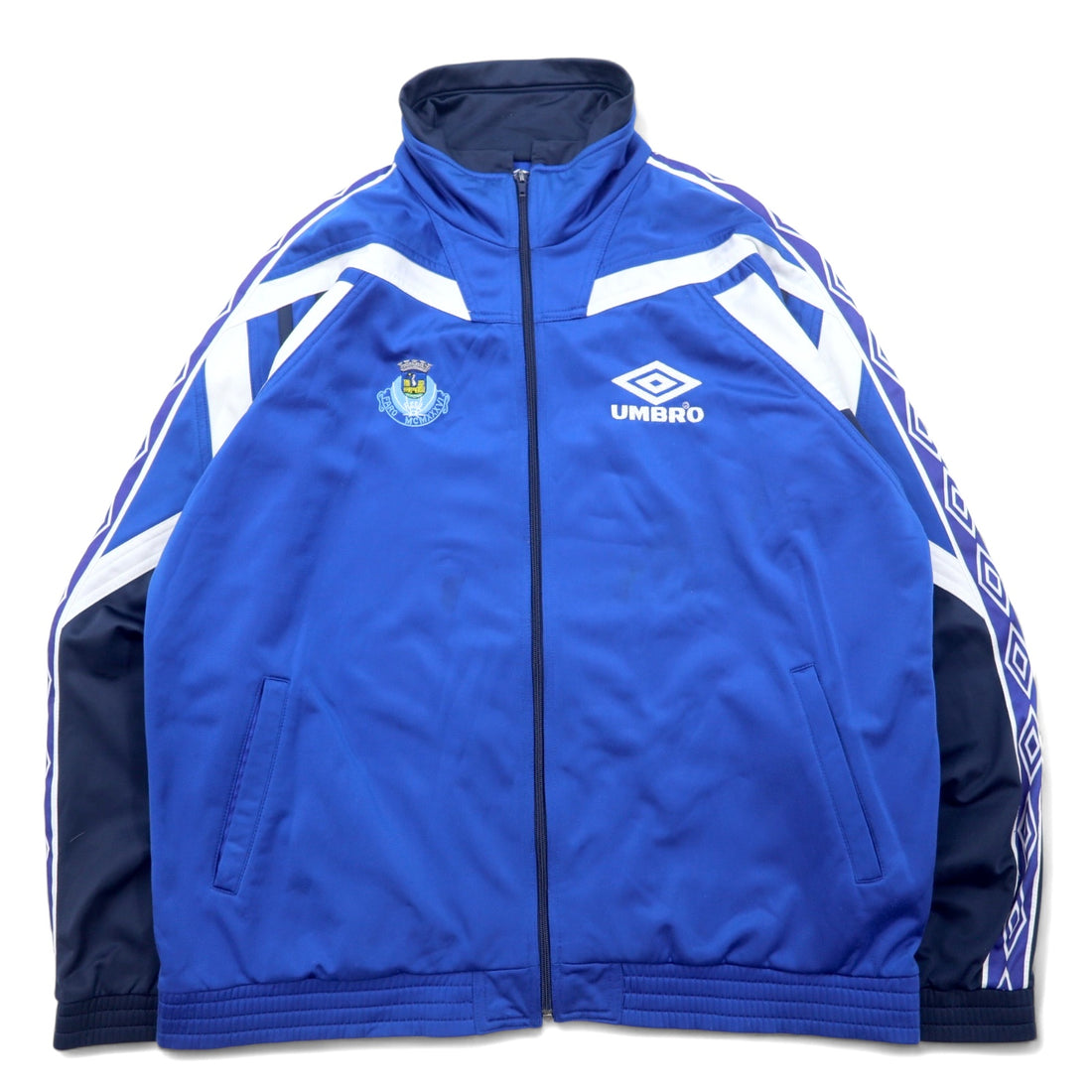日本然リトテ-古着オンライン-UMBRO 90年代 トラックジャケット ジャージ L ブルー ポリエステル ロゴ刺繍 テープロゴ-UMBRO 90's Track Jacket Jersey L Blue Polyester Logo Embroidery Tape Logo