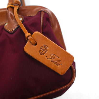 Felisi ショルダーバッグ トートバッグ レザー切り替え パープル ナイロン 0014 イタリア製