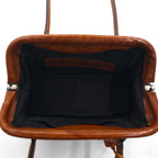 Felisi Shoulder Bag Tote Bag in Purple Nylon with Leather Trim, 0014, Made in Italy