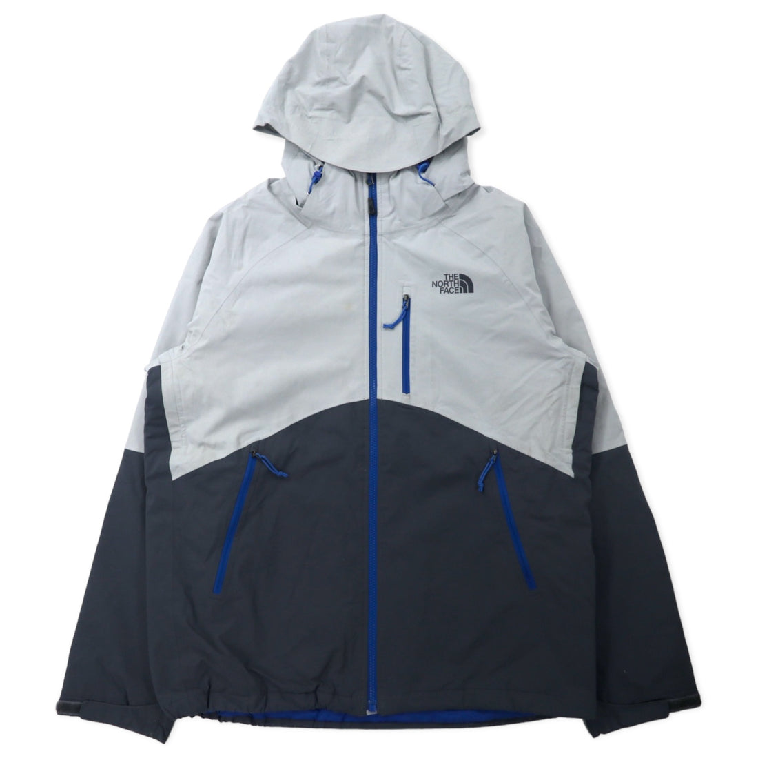 日本然リトテ-古着オンライン-THE NORTH FACE マウンテンパーカー M グレー ポリエステル 防水 透湿 Hyvent ロゴプリント フード着脱式-THE NORTH FACE Mountain HOODIE M Gray Polyester Waterproof Hyperie Logo Print Hoodie Detachable