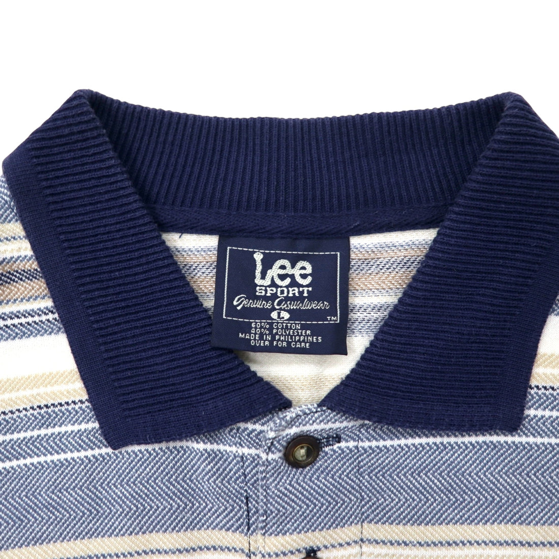 Lee SPORT 90s Striped Polo Shirt, Large, Blue, Multicolor, Cotton