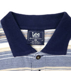 Lee SPORT 90s Striped Polo Shirt, Large, Blue, Multicolor, Cotton